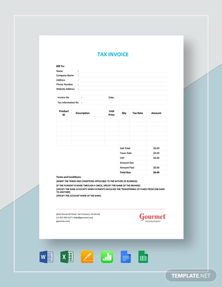 Free 12 Tax Invoice Examples Samples In Google Docs Google Sheets Excel Word Numbers Pages Pdf Examples