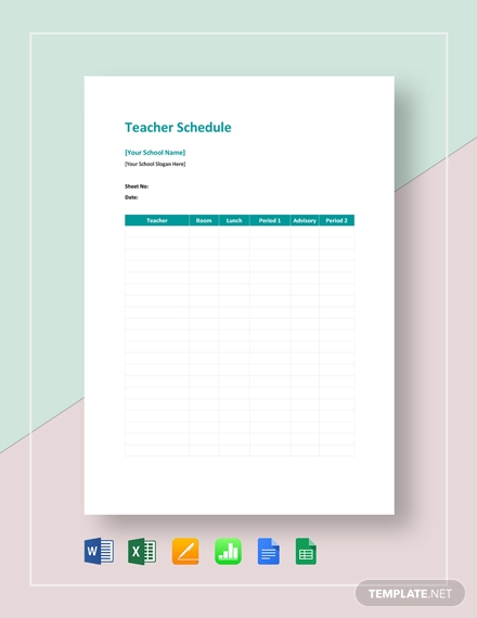 teacher schedule template