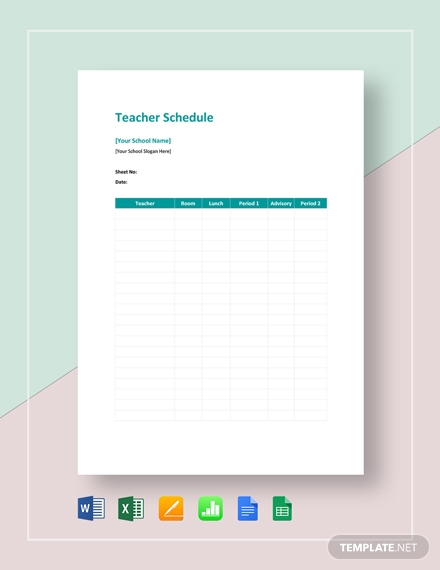 Teacher Schedule Template