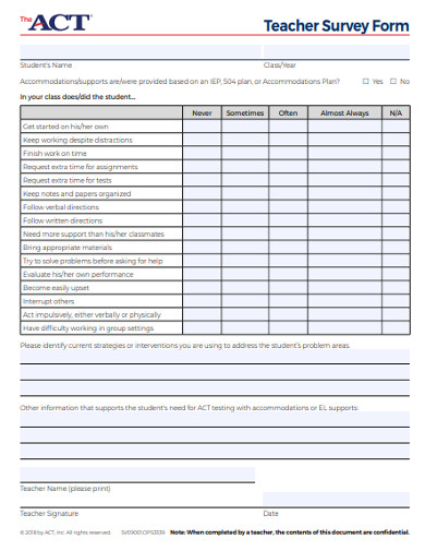 teacher survey form