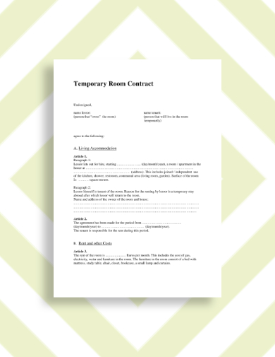 temporary room rental contract