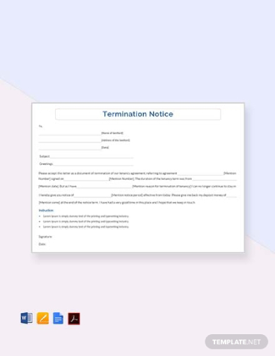 tenancy agreement termination notice
