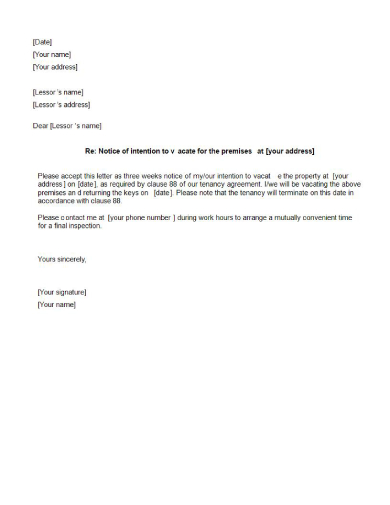 termination letter of periodic rental tenancy