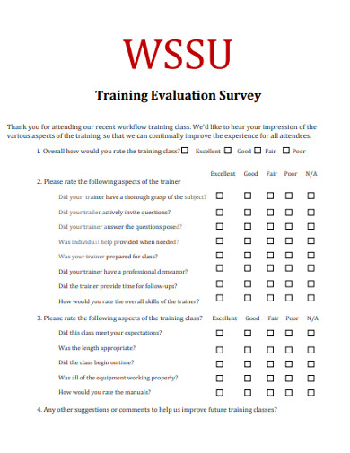 training evaluation survey