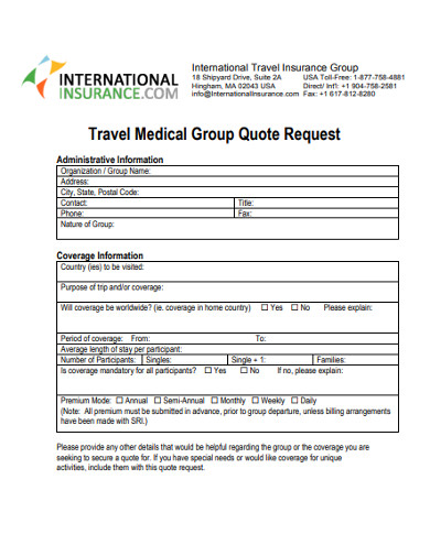 travel medical quote