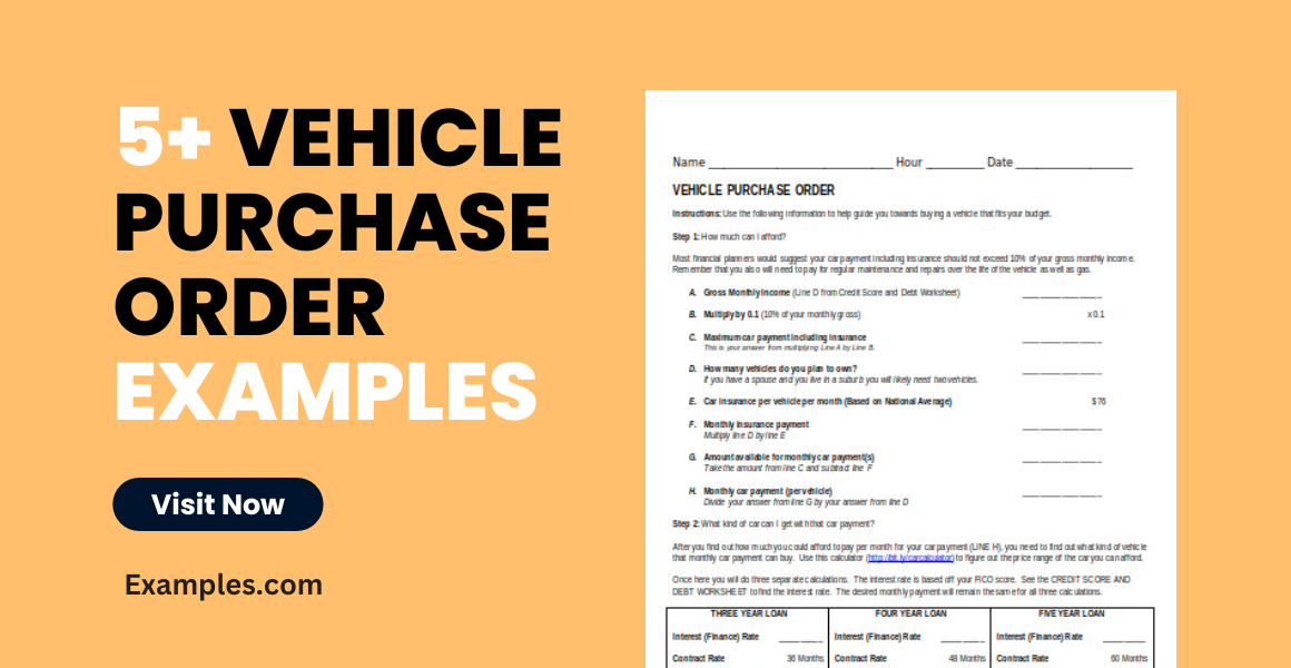 Vehicle Purchase Order Examples