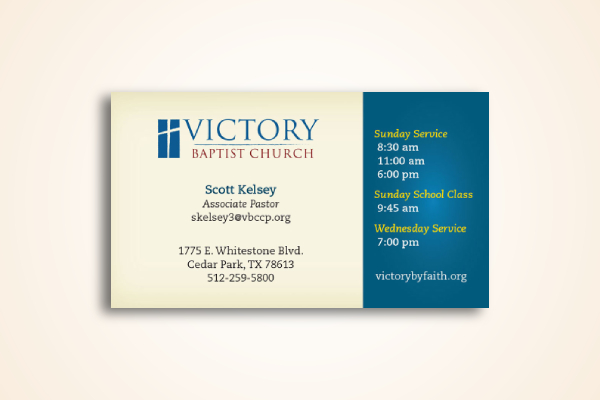 victory baptist church business card