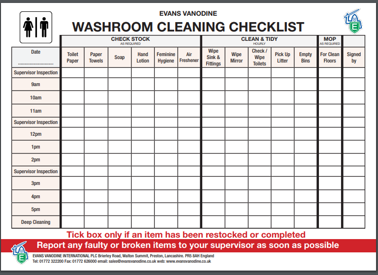 Washroom Cleaning Roster