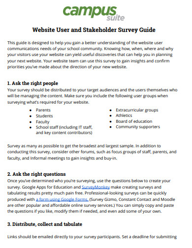 website user and stakeholder survey guide