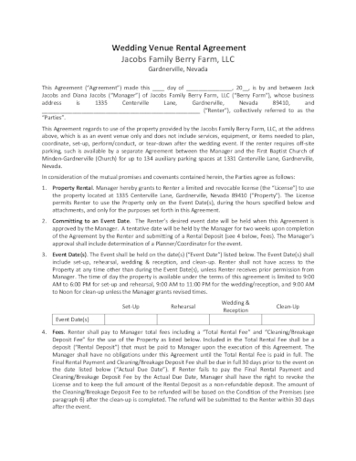 event space rental agreement template