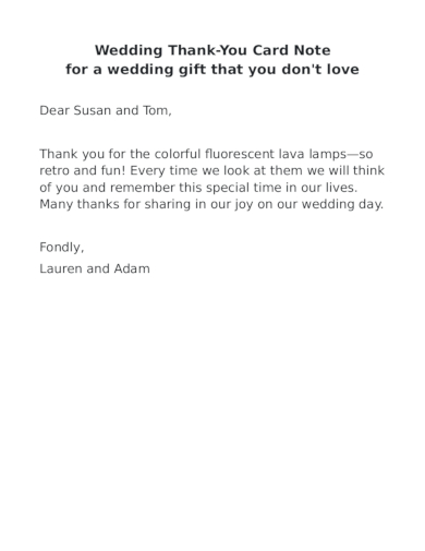 wedding thank you note for a gift that you don’t like