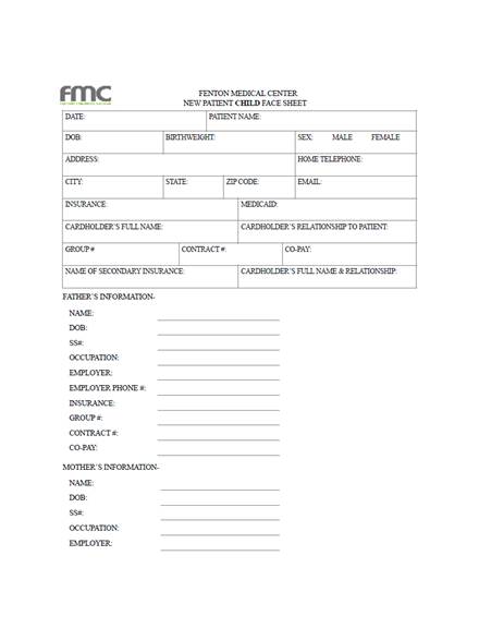 Patient Face Sheet Template Awesome Design Layout Templates