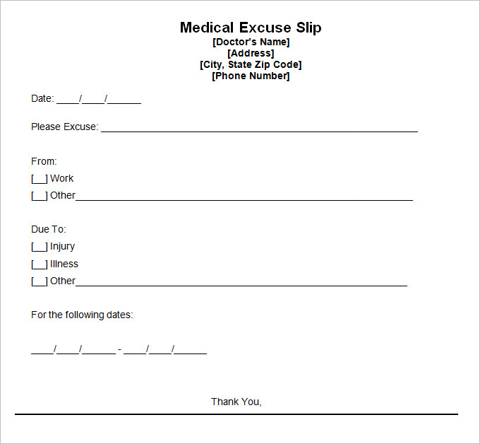 How To Get A Medical Excuse For Work