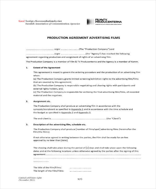 9  Examples Production Contract Format Pdf