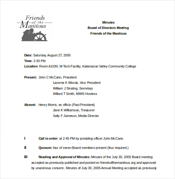 Nonprofit Meeting Minutes 6  Examples Format Pdf