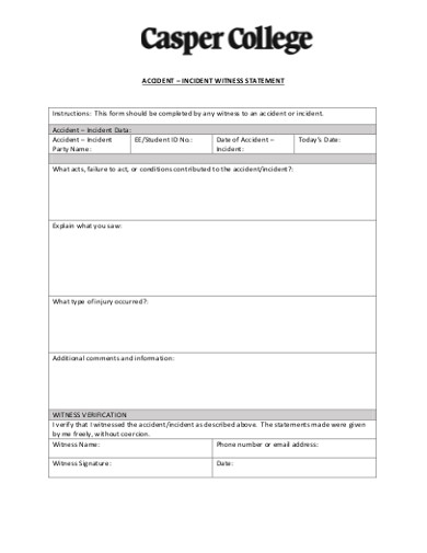 accident incident witness statement form