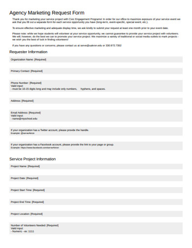 Agency Marketing Request Form
