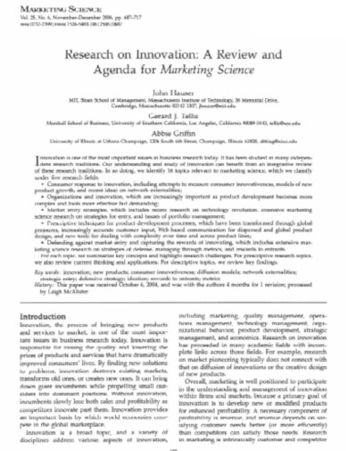agenda for marketing science