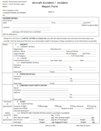 air accident incident report form