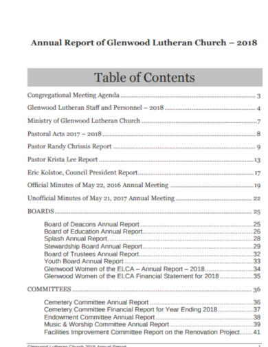 annual report of church contant