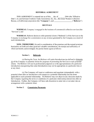 basic company referral agreement