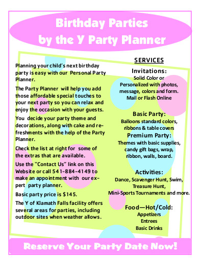 birthday parties planner