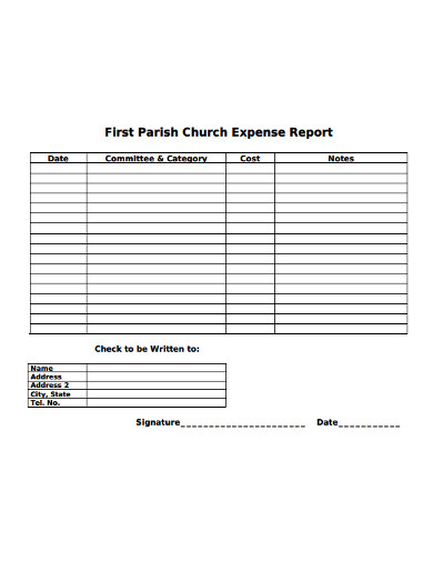 blank church expense report