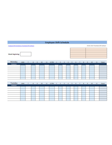 Blank Employee Shift Schedule Template