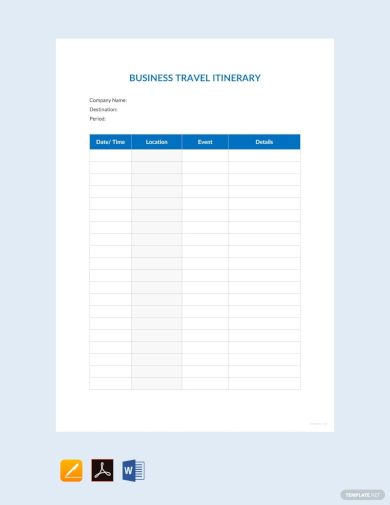 Business Travel Itinerary