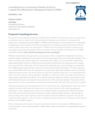 cmms consulting services proposal