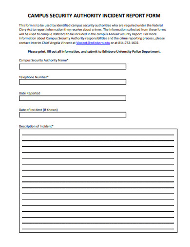 campus security authority incident report form
