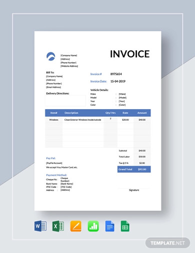 Car Wash Invoice Template