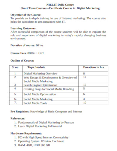 certificate course in digital marketing