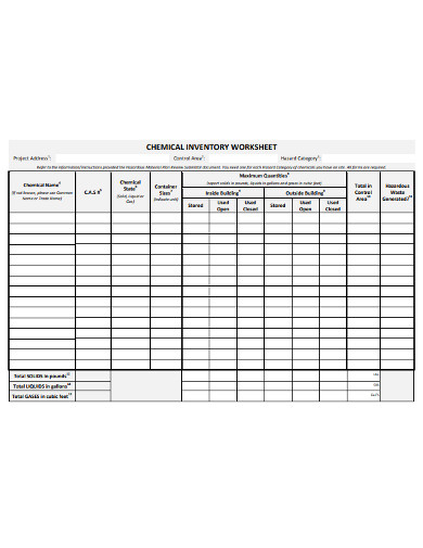 chemical inventory worksheet