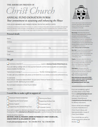 church annual fund donation form