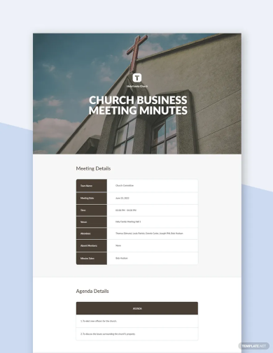 church business meeting minutes template