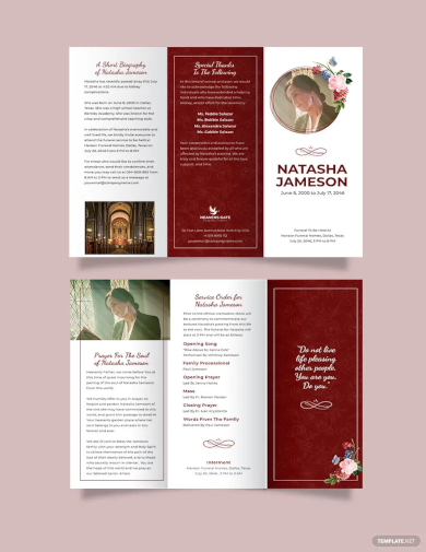 church funeral program tri fold brochure template