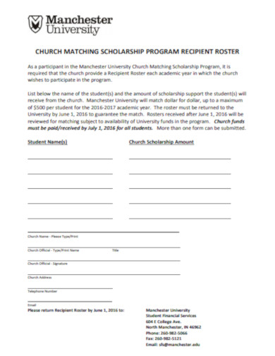 church match schlorship program