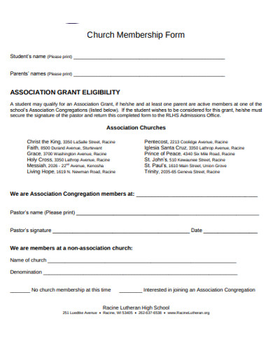 Church member information form