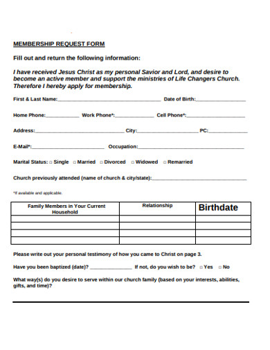 church membership request form