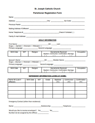 Church Registration Form - 14+ Examples, Format, Pdf