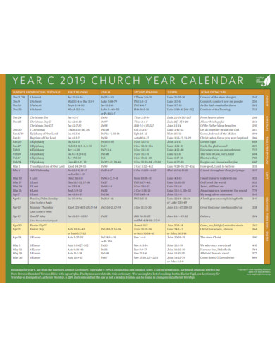church year calendar