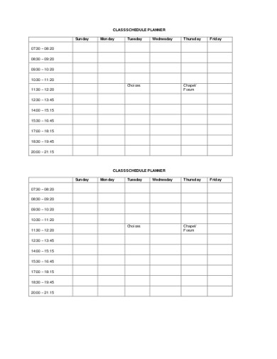 class schedule planner 
