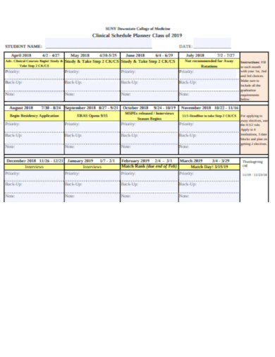 clinical schedule planner