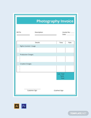 commercial photography invoice template