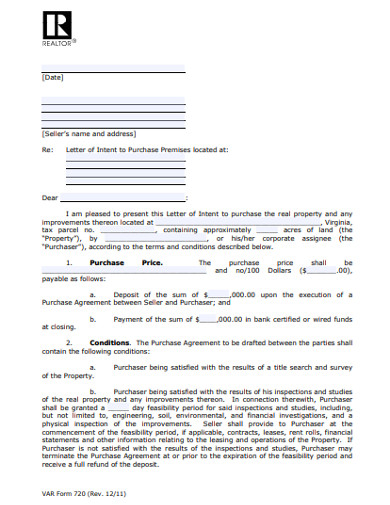 commercial purchase letter of intent