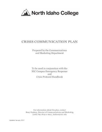 communications and marketing department crisis communication plan