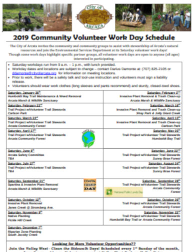 community volunteer work day schedule