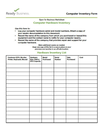 computer inventory form