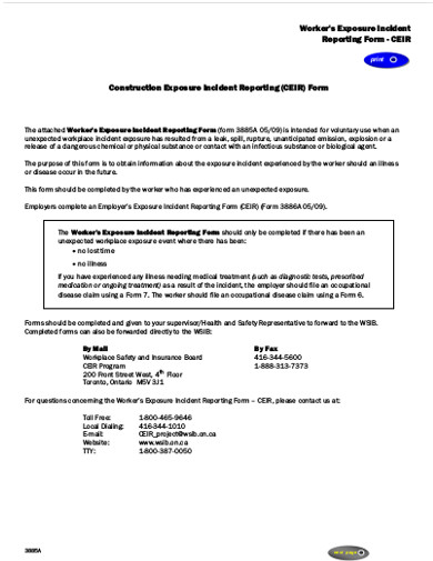 Construction Exposure Incident Reporting Form